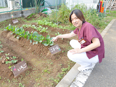 武里病院の敷地内の畑